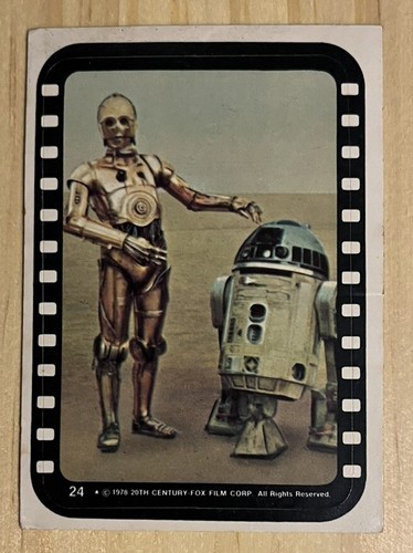 1977 Topps STAR WARS Series 3 Sticker #24 C-3PO and R2-D2 Stain On Back - Picture 1 of 2