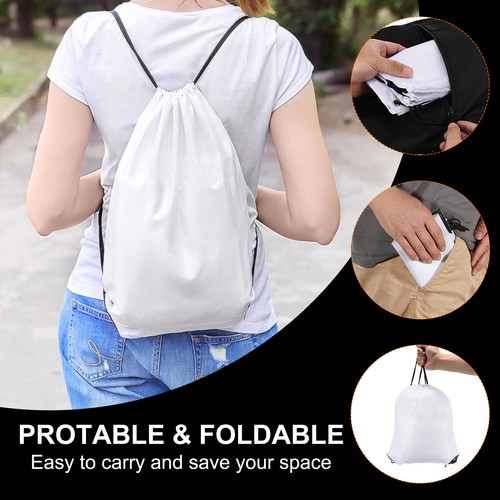 100Pcs Drawstring Backpack Bulk Draw String Bags Gym Cinch Sack Black - Picture 5 of 7