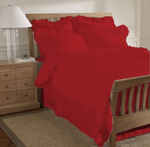 Set copripiumino 100% cotone egiziano 1000 pezzi bordo increspato tutte le misure colori - Foto 9 di 31