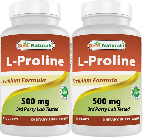 2er Pack Best Naturals L-Prolin Aminosäure Nahrungsergänzungsmittel 500 mg, 120 Stück - Bild 1 von 7