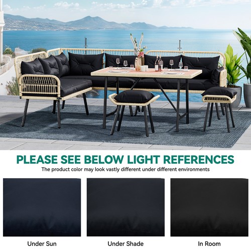 6PC Patio Wicker Furniture Set All-Weather Rattan Outdoor Conversation Sofa Set - Picture 9 of 9