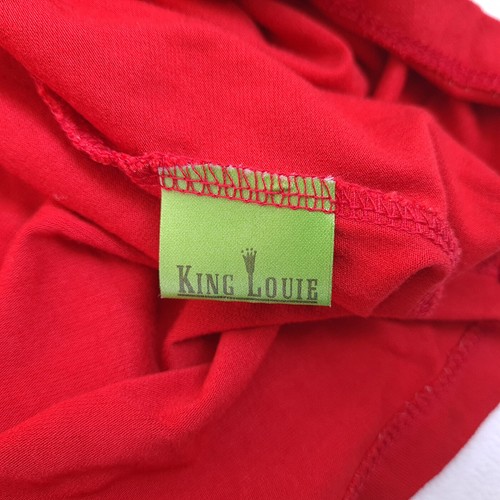 King Louie Womens Wrap Dress Size L Fit & Flare Midi Viscose Stretch Red V-Neck - Picture 11 of 12