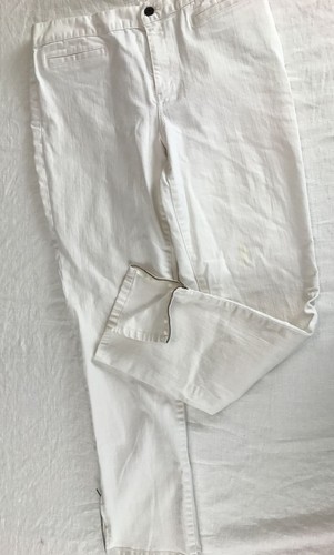 Lauren Ralph Lauren Gr. 10 weiß gerades Bein Jeans Reißverschluss Bein uni hinten Stretch - Bild 1 von 8