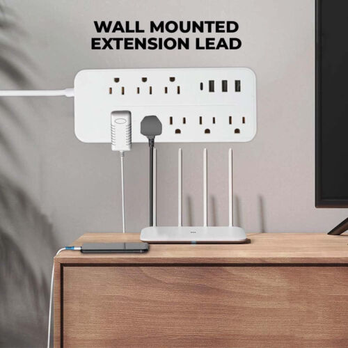 Surge Protector Power Strip- Flat Plug Extension Cord with 8AC Outlets and 3 USB - Picture 12 of 12