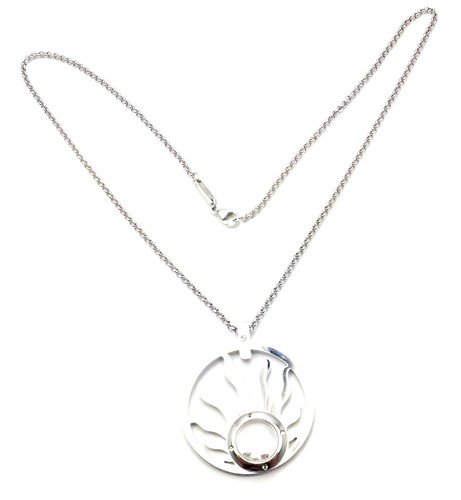 Authentic! Chopard Happy Diamond Sun 18K White Gold Pendant Necklace - Picture 5 of 12