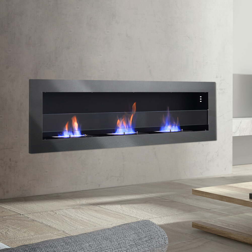 35/47/55inch Bio Ethanol Fireplace Wall Mounted/Inset Biofire Fire Burner  Heater | eBay