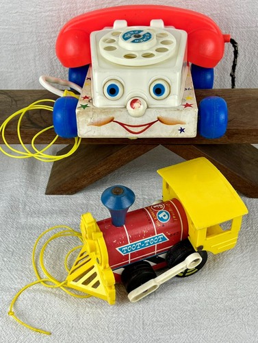 1960s Fisher-Price Vintage Chatter Phone 747 Toot Toot Train 643 USA Belgium - Bild 2 von 17