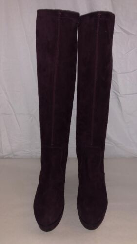 40.5/US10❤️ TODS HIGH WEDGE Heels Knee High Suede Leather Platform BOOTS ITALY - Picture 4 of 12