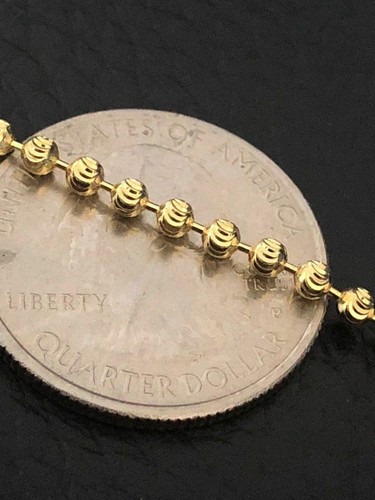 14K Gold Plated Solid 925 Silver Ball Moon Diamond Cut Chain MADE IN ITALY 2.5mm - Picture 4 of 9