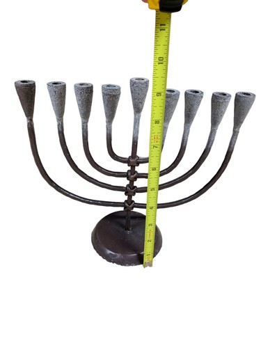 Vintage Menorah 9 Branch Jewish Hanukkah Judaism 9x10 wrought Iron Heavy Duty - Picture 7 of 11