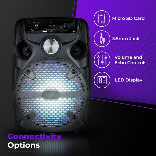 Loud Bluetooth Party Speaker 8" Sub woofer Heavy Bass w/DJ Stand Karaoke Mic - Picture 3 of 8