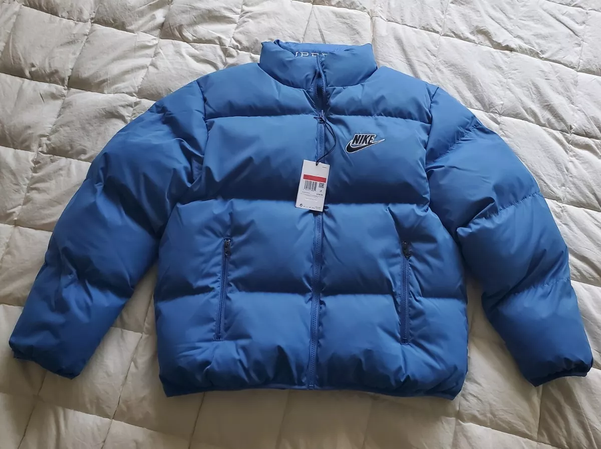 SUPREME X NIKE REVERSIBLE PUFFY JACKET BLUE SS21 Size Large