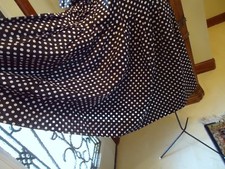 Vtg Rockabilly Black White Polka Dot Polyester Dress 42" UA 108" Full Sweep Hem