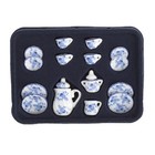 Miniature Tea Set, Blue and White Ceramic Dollhouse Dishes