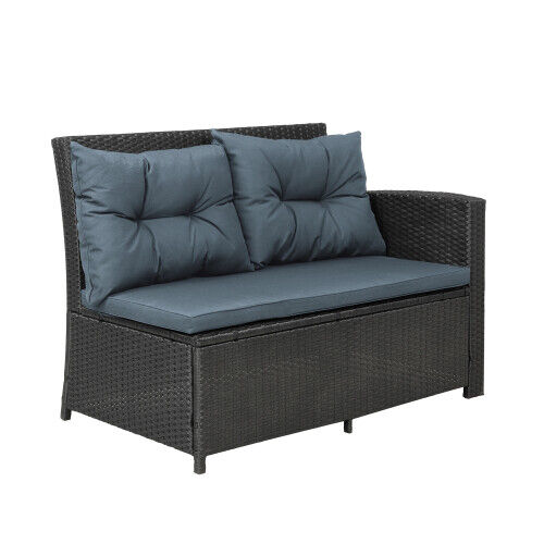 6-Piece Outdoor Patio Furniture Set Sectional Sofa with Glass Table - Picture 5 of 17
