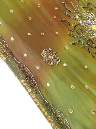 Georgette Dupatta Scarf Vintage Indian Embroidered Long Stole For Woman LD7139 - Picture 4 of 7