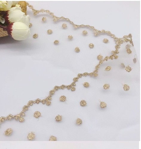 1 metro pizzo pizzo tulle poliestere 35-80 mm avorio bianco nero argento marrone - Foto 10 di 29