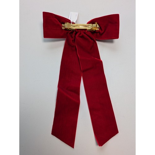 J. Crew Velvet Bow Hair Clip Holiday Red NWT CE946 - Picture 3 of 4