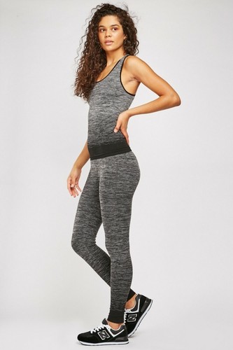 Womens Gym Wear Grey & Hot Pink Top & Leggings Set Sports Fitness Yoga UK 8-14 - Picture 3 of 8