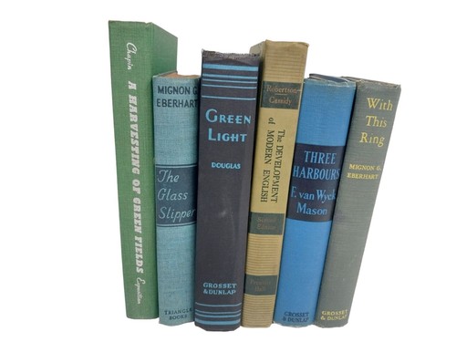 Vintage & Antique Book Lot 6 Hardcover Blue Green Decor Staging Decorator - Bild 1 von 5