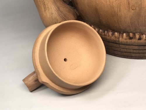 Vintage Chinese Zisha Teapot Bamboo Shape Handle Large 7.5” Tall Marked - Picture 10 of 12