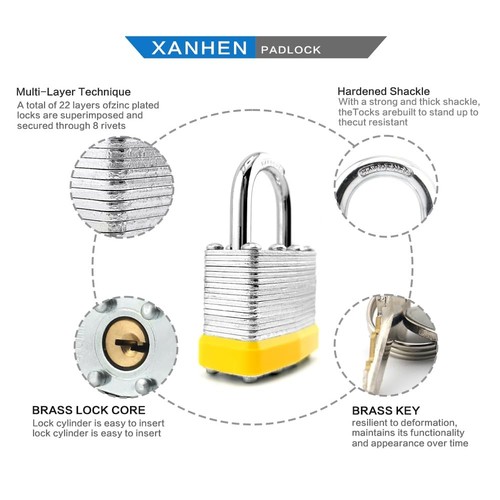 Keyed Alike Laminated Steel Padlocks with Normal Shackle for Sheds, Fences & ... - Picture 3 of 8