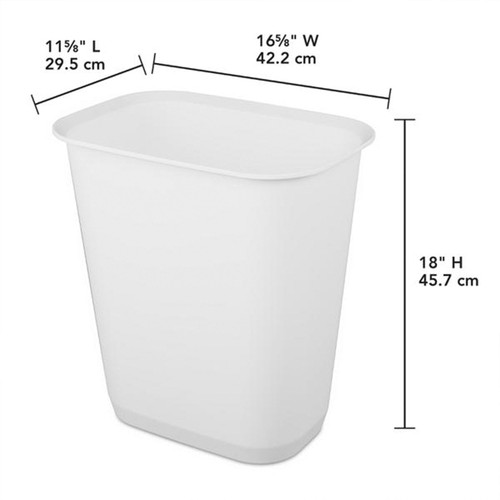 Sterilite Rectangular Wastebasket 9 Gallon Open Top Trash Bin, 6 Pack, White - Picture 3 of 5