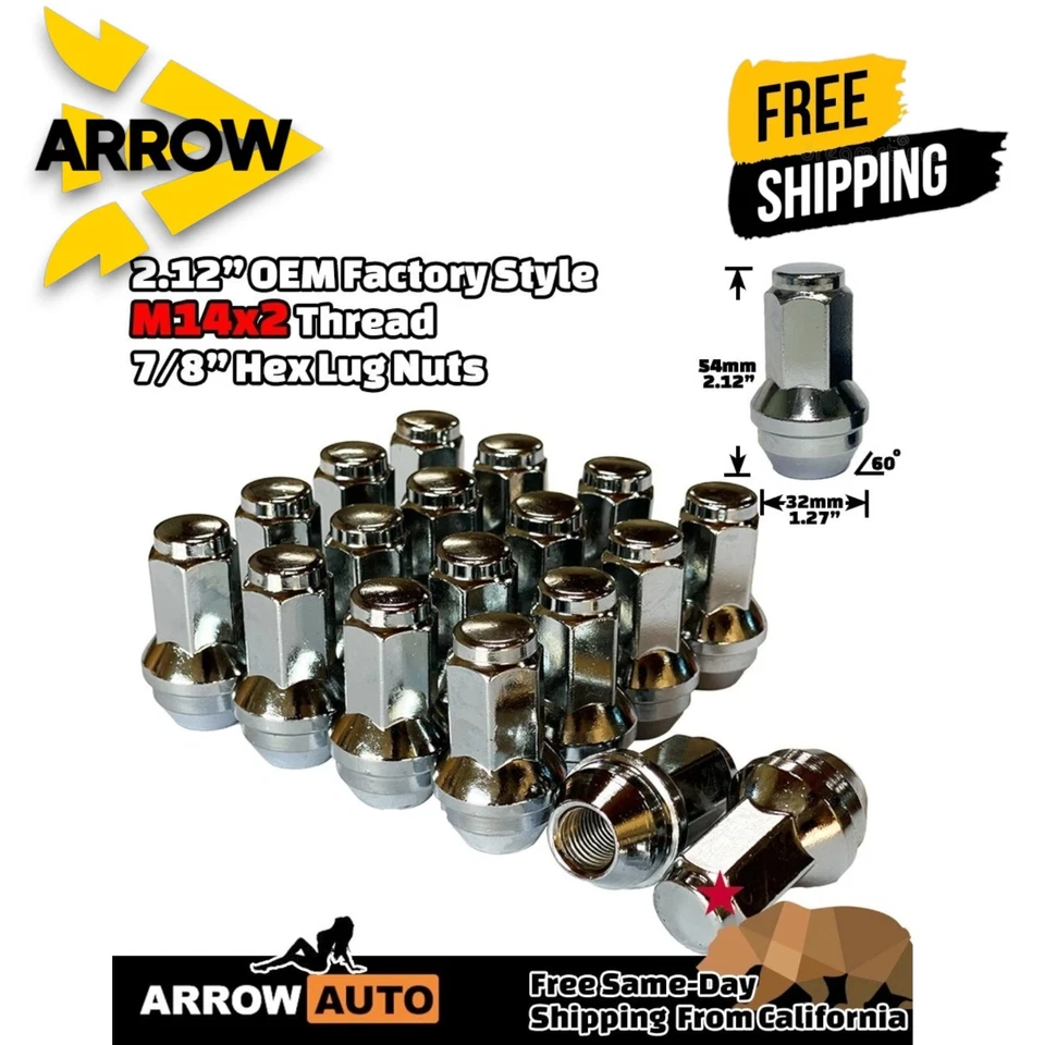 100 PIEZAS TUERCA DE RUEDA CROMADA FORD OEM FÁBRICA 14X2 PRECIO AL POR MAYOR - FORD/LINCOLN Foto 2 de 4