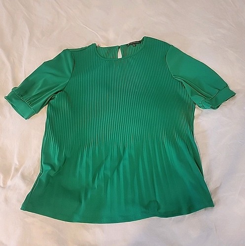 NEU Adriana Papell Akkordeon Plissee Bluse Gr. Small Kelly grün Krepp Shirt Top - Bild 5 von 16