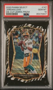 2020 PANINI SELECT DIE-CUT ZEBRA PRIZM #147 JORDAN LOVE PSA 10