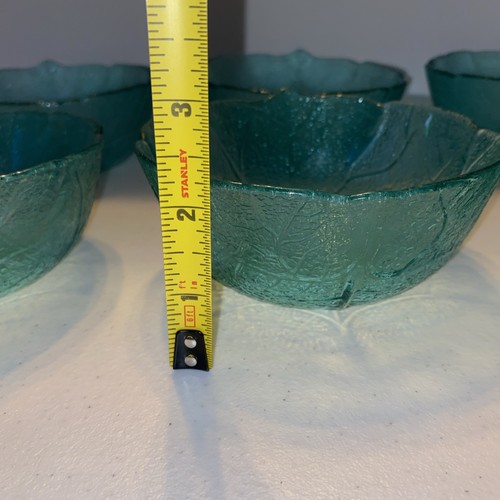 Arcoroc France Aspen Leaf Turquoise Small Fruit Dessert Bowls set of 6 - Picture 8 of 12