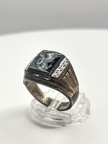 Vintage Sterling & 10K Gold Top Intaglio Ring römischer Gladiator/Soldat Größe 10 - Bild 6 von 15