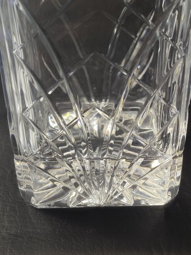 Rare Crystal Square Whiskey Decanter Pressed and Cut , Large Round Stopper - Picture 7 of 23