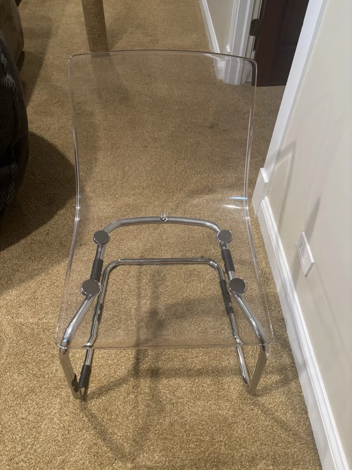 Juego de 6 sillas de comedor IKEA Tobias plástico policarbonato transparente acero cromado Foto 2 de 2