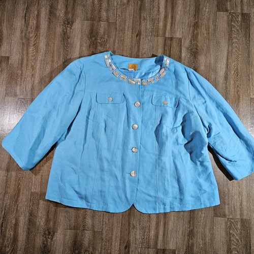 RUBY RD Jacket Womens 24W Blue Button Up Long Sleeve Pockets - Picture 1 of 8