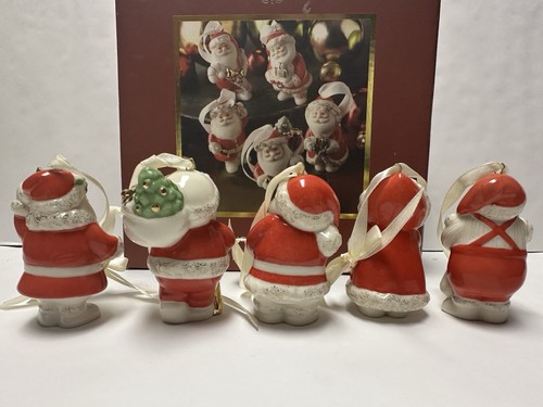 LENOX STANDABOUTS SANTA CLAUS SET OF 5 PORCELAIN ORNAMENTS- ORIGINAL BOX- - Picture 4 of 5