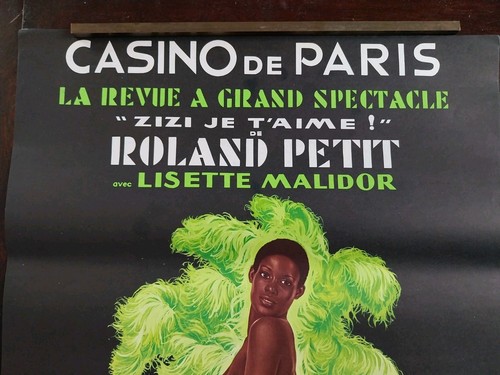 ANTIQUE PARISIAN MAGAZINE CABARET POSTER SIGNED ASLAN LISETTE MALIDOR CASINO - Picture 3 of 7