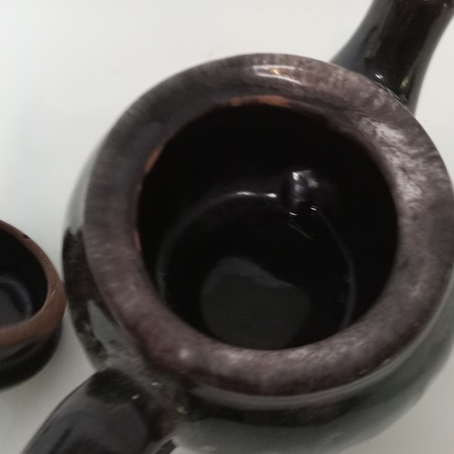 Vintage Royal Canadian Art Pottery Teapot Dripless Dark Brown Glaze One Cup - Picture 10 of 14