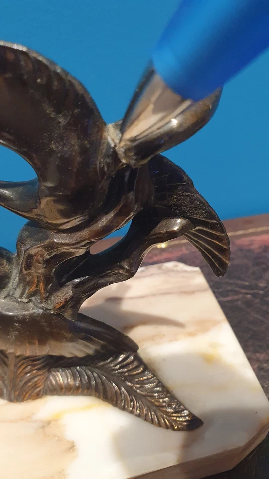 Ancienne Lampe De Chevet sur Marbre couple d'oiseaux Art Déco 1930 - Photo 3/4