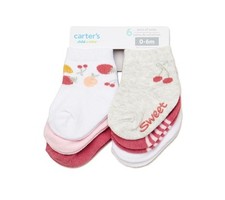 Carter's NWT 0-6 Baby Girls 6pack Crew Fruit Socks