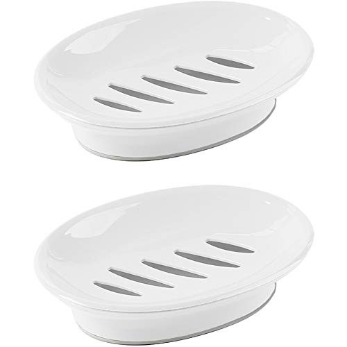 2-Pack Soap Dish with Drain Soap Holder Easy Cleaning Soap Saver Dry Stop