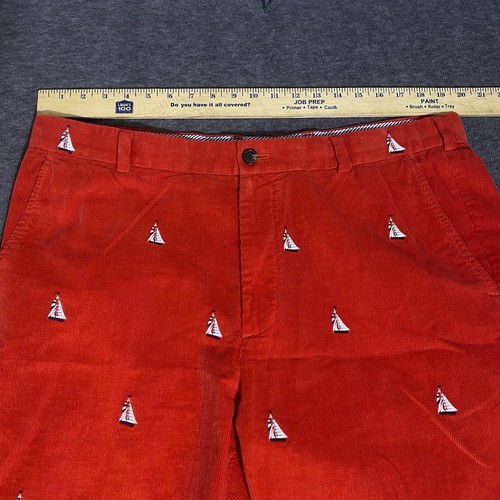 Pantalones Brooks Brothers para hombre 40x32 (40x27) rojo pana bordado velero - Imagen 4 de 15