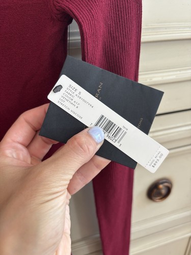 Vestido Veneciano Donna Karan Collection Rojo Borgoña Manga Larga Cuello Alto S Nuevo con Etiquetas - Imagen 4 de 6