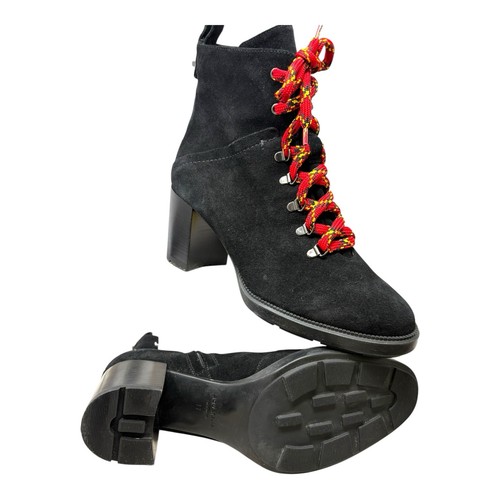 Aquatalia Isotta Black Suede Block Heel Moto Inspired Booties Womens Size 11 - Picture 11 of 12