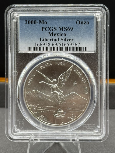2000 Mo Mexico 1 Onza Libertad Silver PCGS MS 69 - Picture 1 of 2