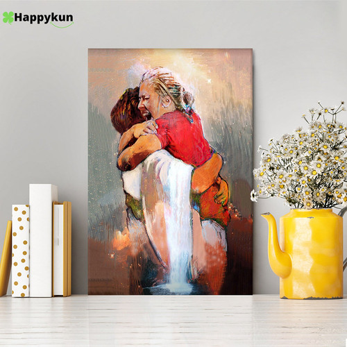 The First Day In Heaven Canvas Wall Art - Jesus Hugs The Girl Canvas - Jesus ... - Picture 1 of 11