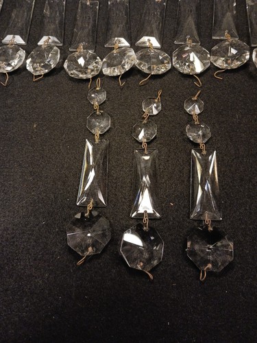 23 Strands 4 Pc VTG Crystal Glass Chandelier Prisms Graduated 6” Replacement - Picture 2 of 12