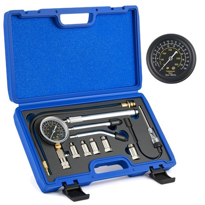 #ad Engine Compression Tester Kit 11 pc Gas Petrol Cylinder Pressure Gauge Spark ... $59.98