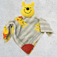 Disney Baby Winnie Pooh Lovey Security Blanket Yellow Plush Stuffed Red Teether