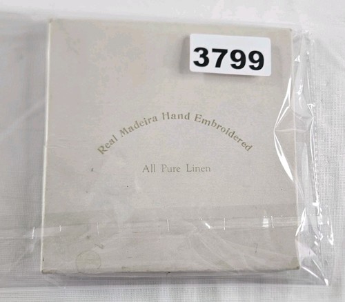 Vtg Madeira Portugal Hand Embroidered Handkerchief Set 5 Original Box Flaw Read - Picture 10 of 10